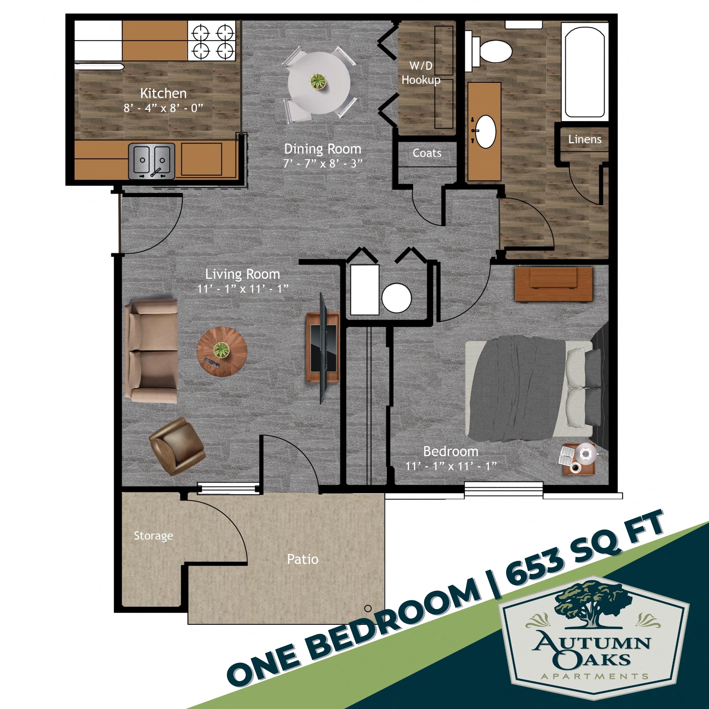 One Bedroom | One Bathroom floor plan